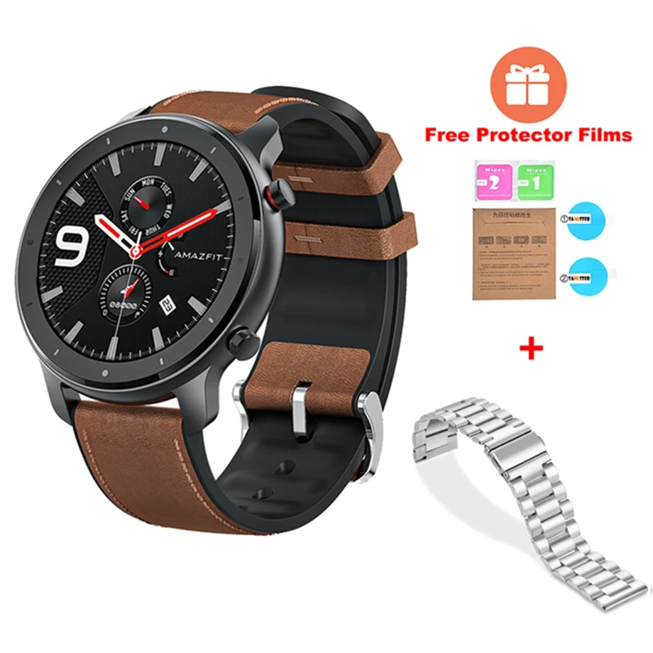 black a metal Silver Бесплатные TWS глобальная версия AMAZFIT GTR Смарт-часы 47 мм 5 АТМ водонепроницаемые Смарт-часы Bluetooth 5,0 монитор сердечного ритма 12 спортивных режимов - Цвет: black a metal Silver