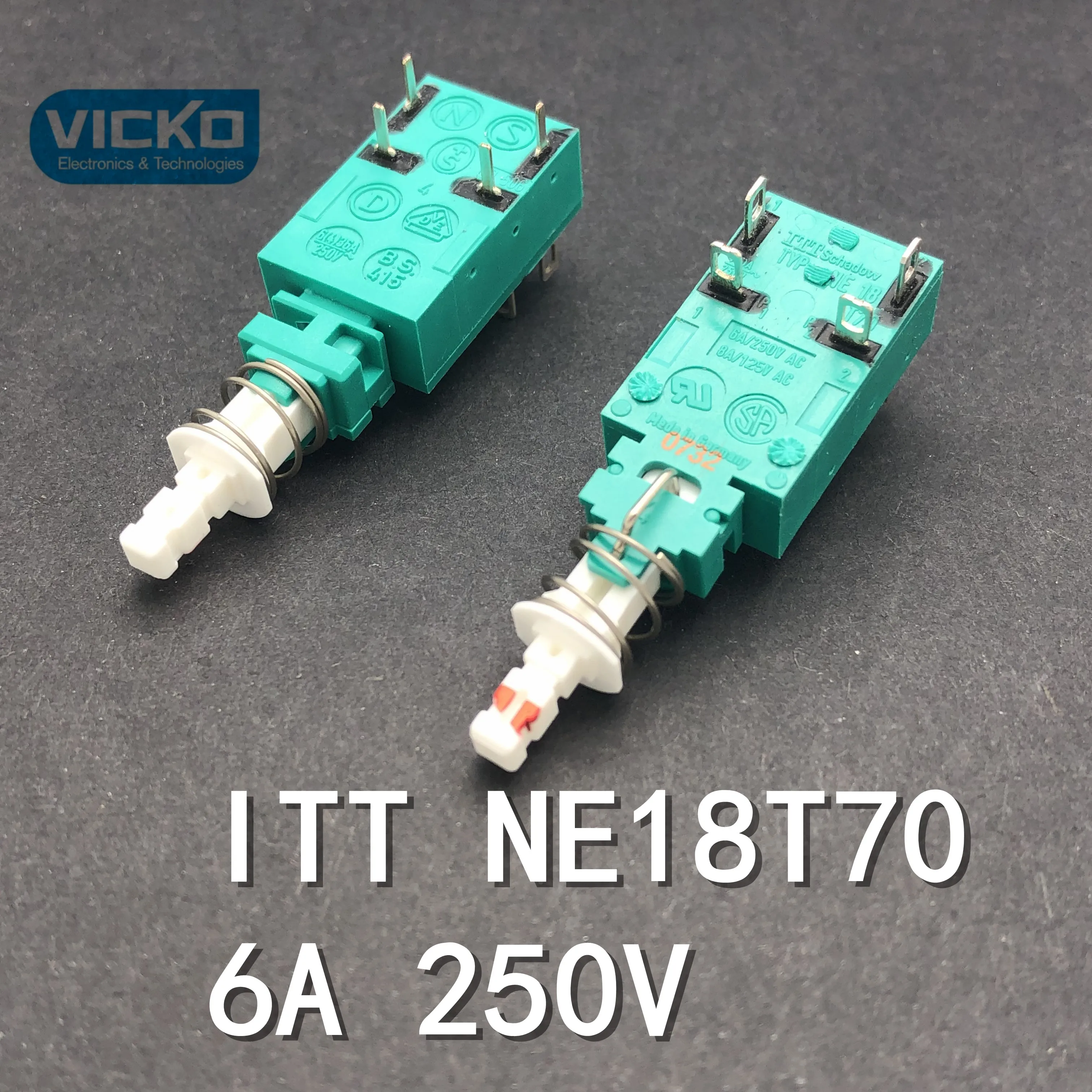 [VK]ORIGINAL ITT NE18T70 self lock switch silver alloy contact power 6A 250V button | Обустройство дома