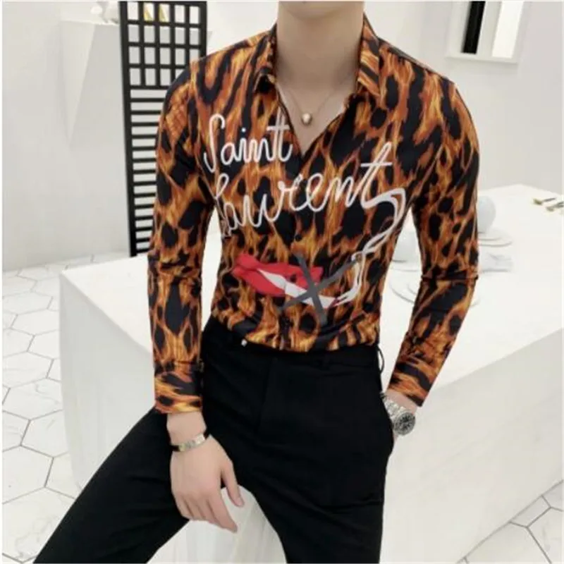 Весенне-летние приталенные рубашки с длинным рукавом для ночного клуба, Chemise Homme, модная забавная рубашка с цветочным принтом, мужская рубашка Camisa Masculina