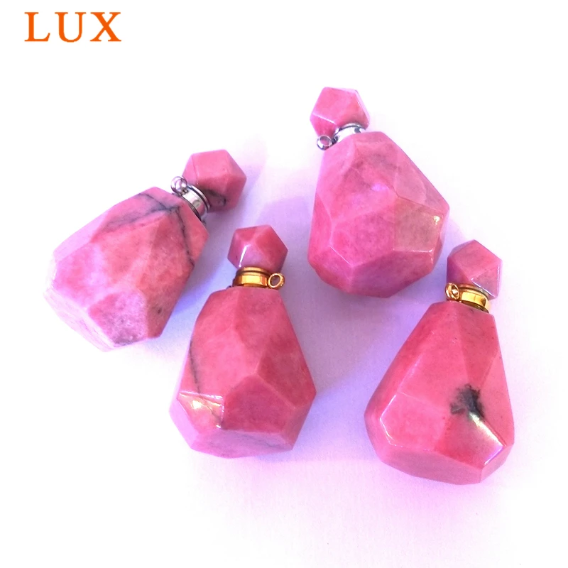 Rhodonite Perfume Bottle Pendant, Chakra Gemstone Oil Vial Charm for Necklace, Crystal Pendant Wholesale 2