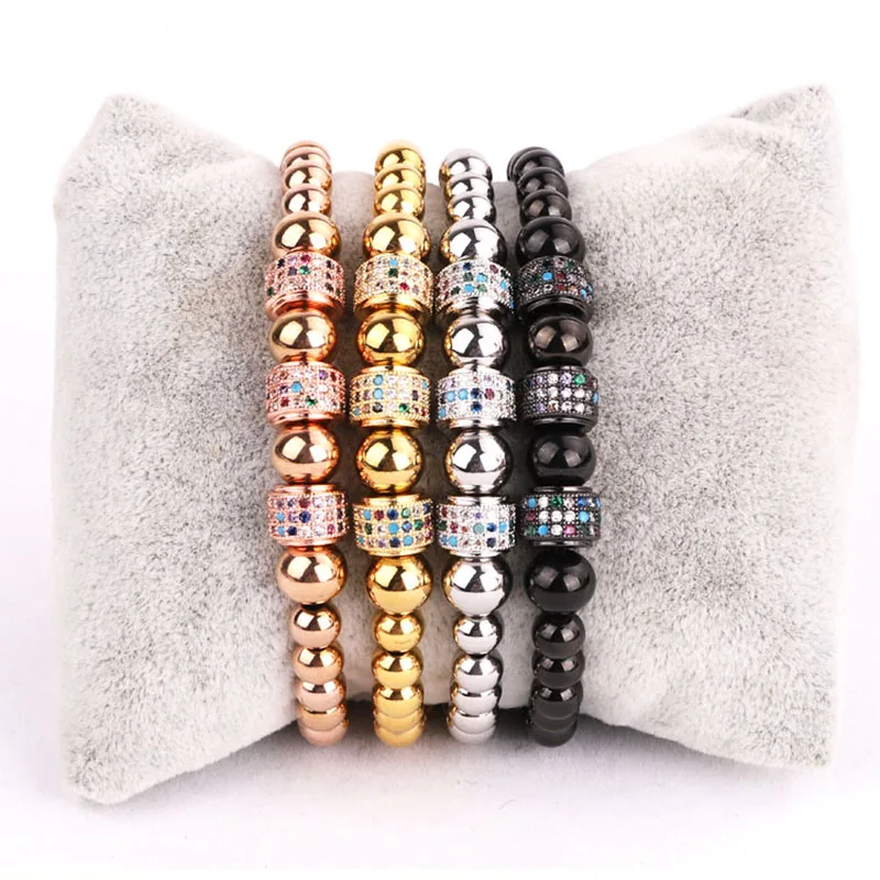 New Women Jewelry High Quality Colorful CZ Charm Stainless Steel Bead Handmade Fashion Bracelet