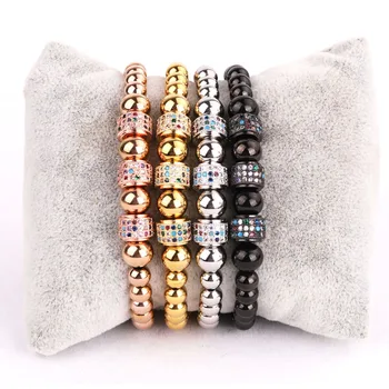 New Women Jewelry High Quality Colorful CZ Charm Stainless Steel Bead Handmade Fashion Bracelet