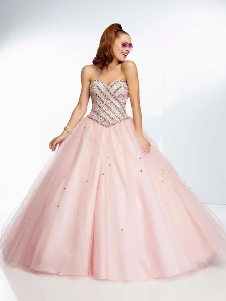 Glitter Quinceanera Dresses Crysta Party Prom Pink Organza Ball Gown