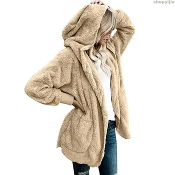 

New Oversized Long Cardigan Teddy Fluffy Warm Winter Women's Sweater Winter Fleece Sweater Hooded