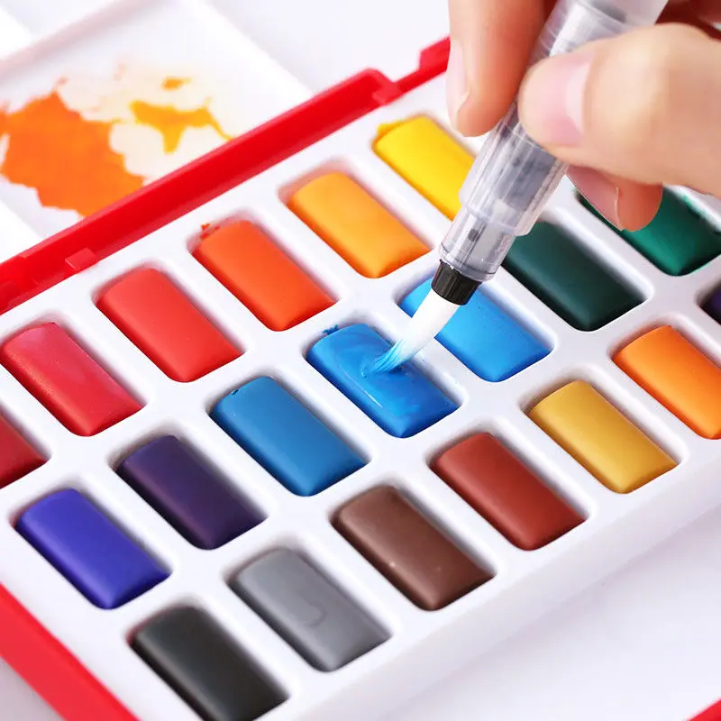 FABER-CASTELL 24/36/48 Colors Solid Watercolor Cakes Paints Set Drawing Paint |