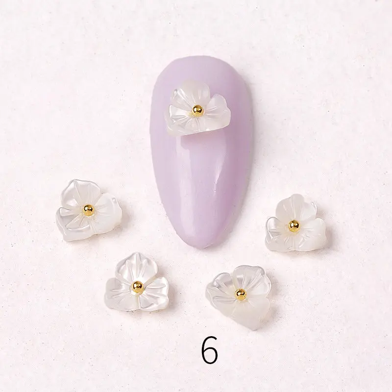 20шт Японский Натуральный корпус белый розовый лепесток цветочный дизайн ногтей Маникюр Аксессуары для ногтей набор страз для ногтей Стразы для ногтей