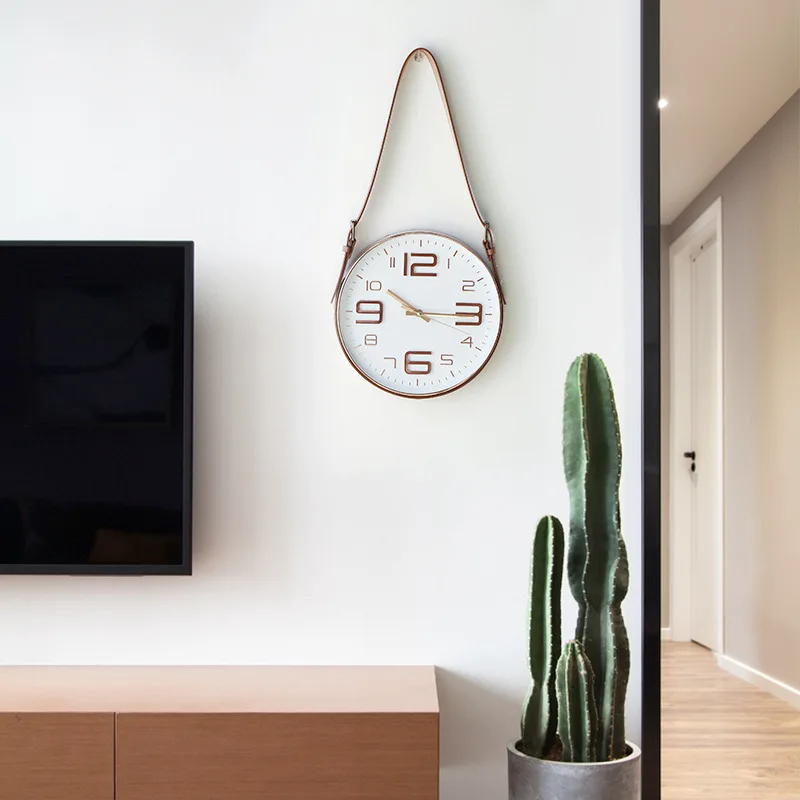 30cm Modern Decor Minimalist Belt Clocks Living Room Wall Fashion Soft Decorations Grill Bar Cafe Wall Atmospheric Wall Clock