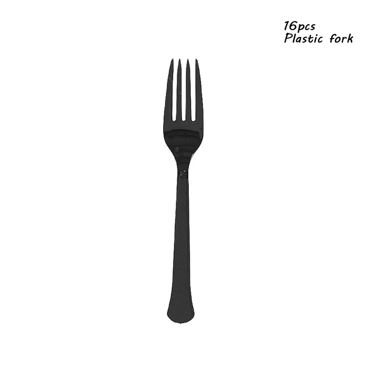 Plastic Fork 16pcs Joriwoo Свадебные одноразовые вечерние столовые приборы бумажные соломинки тарелки чашки с днем рождения украшения для взрослых ребенок душ мальчик девочка - Цвет: Plastic Fork 16pcs