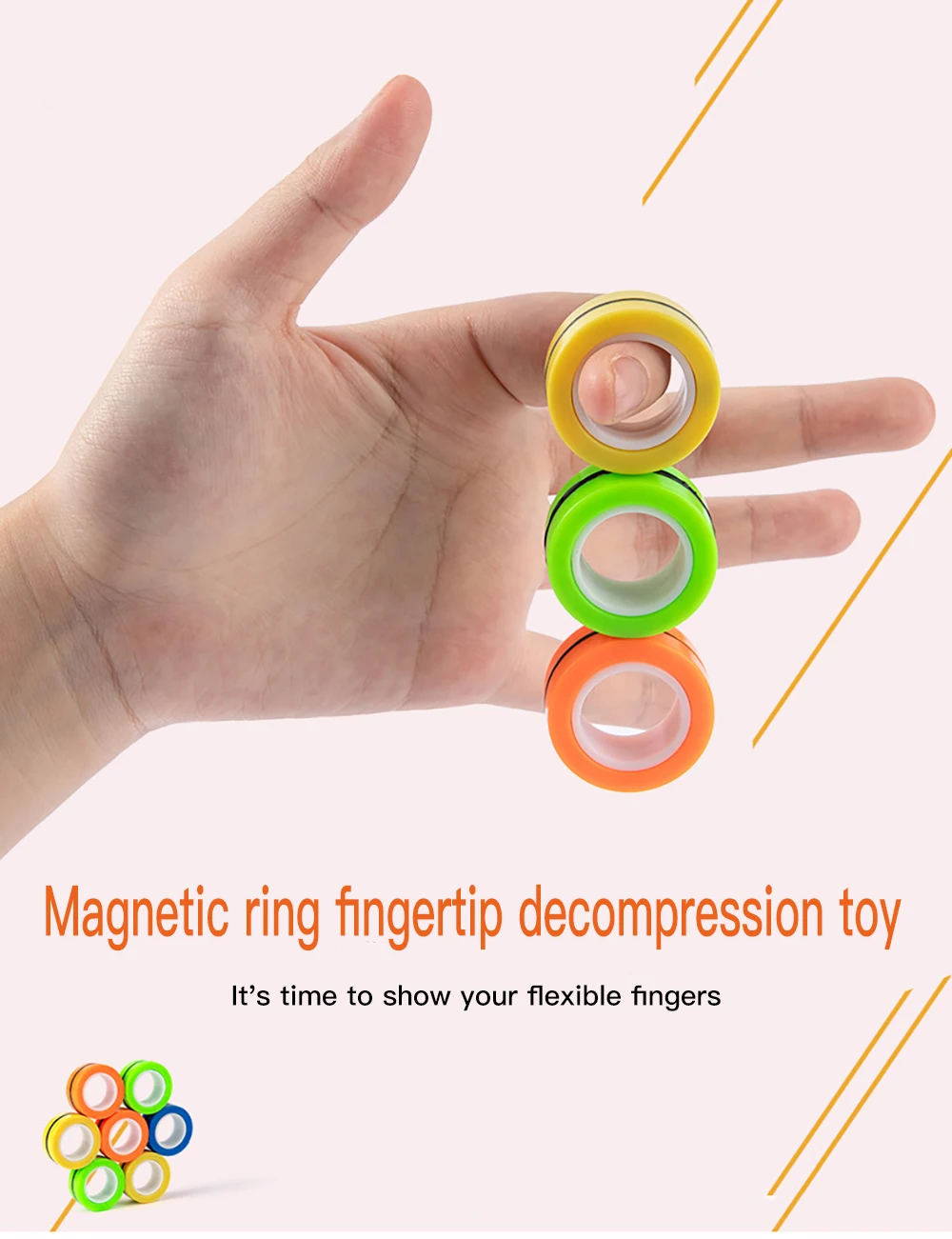 3pcs Magnetic Rings Unzip AntiStress Ring Spinner Magnetic Spinner Magic Ring Tool Bracelet For Children and Adult