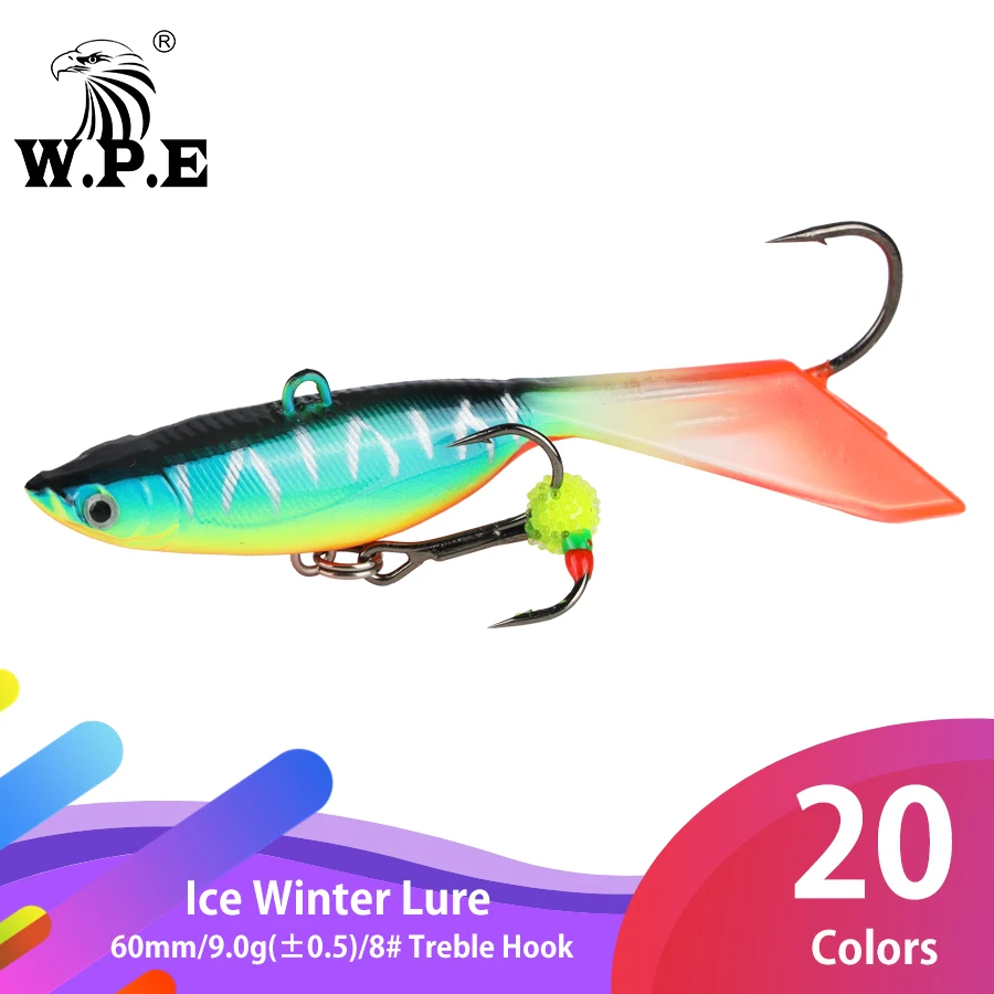 

W.P.E Ice Fishing Lure 1pcs 60mm 9g 20colors Hard Lure for Winter Balancer Fishing Tackle Lead Jigging artificial Bait Wobbler