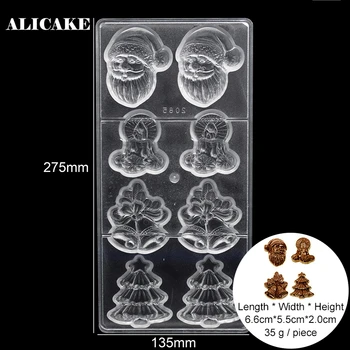 

Chocolate Candy Bar Molds Christmas Santa Claus Forms Polycarbonate Plastic Tray Moldes Cake Baking Pastry Bakery Tools Moulds