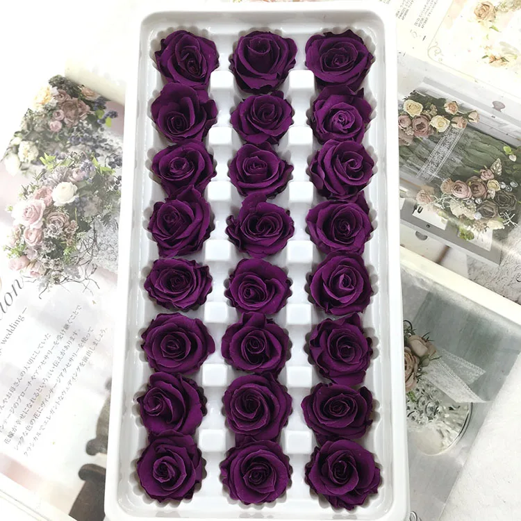Purple Red 24 шт./кор. вечные цветы розы immber 2-3 см диаметр День матери подарок вечная жизнь цветок Материал Подарочная коробка уровень B - Цвет: Purple Red