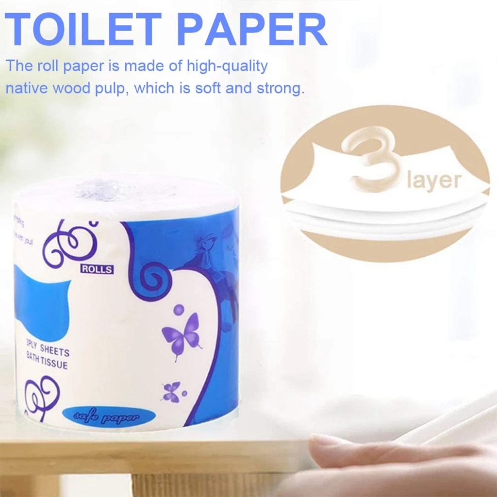 10 Rolls Toilet Paper Super Soft Clean Feel Toilet Paper Household Three-Layer Paper Towel Replacement 