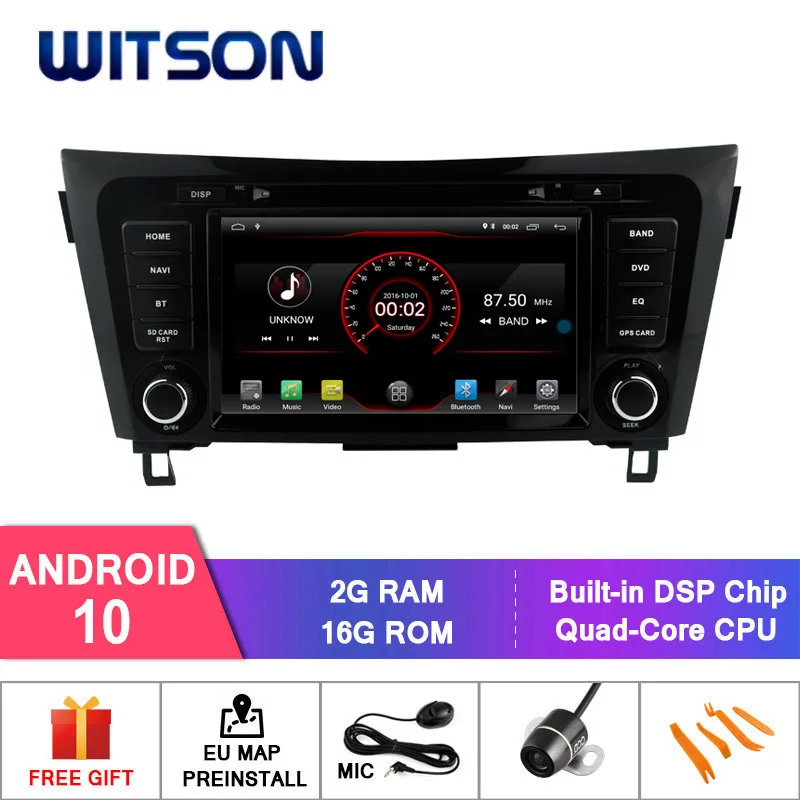 WITSON Android 10 2 Гб ОЗУ 16 флэш автомобильный DVD плеер для NISSAN QASHQAI 2014 2017 поддержка