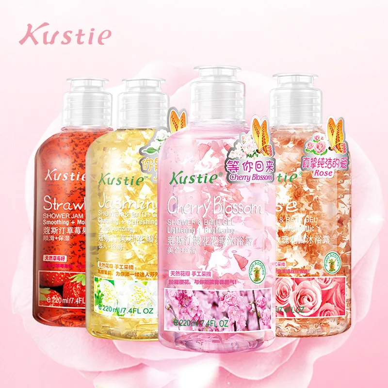 

Kustie moisturizing shower gel 380ml liquid rich bubble smooth soft skin natural flower essence nourish body novelty shower gels