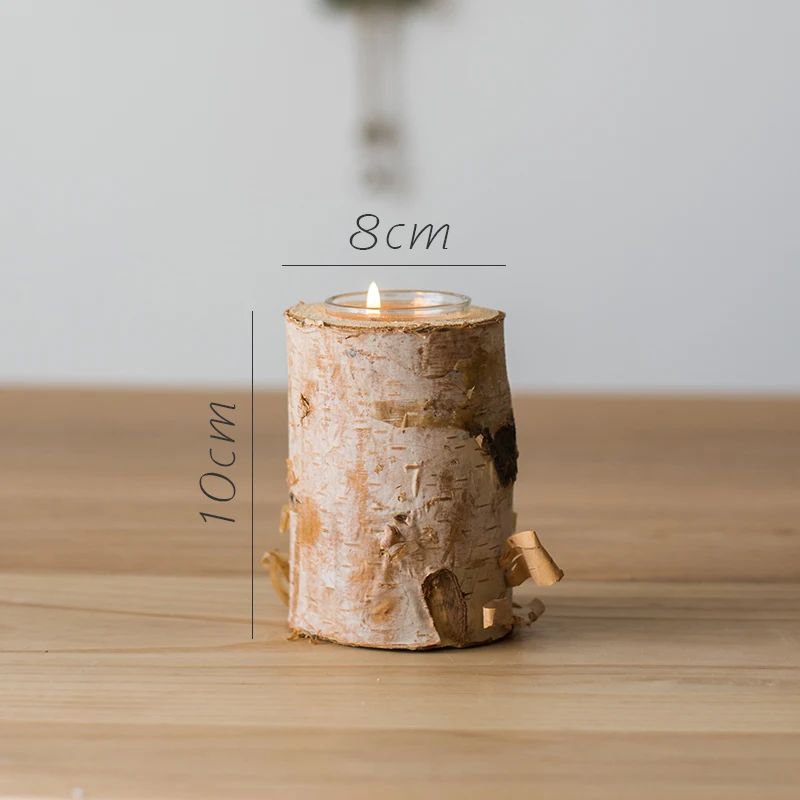 A Natural Trunk White Birch Candlestick Home Desktop Decoration Ornaments Party Wedding Christmas Day Atmosphere Set Props - Цвет: A