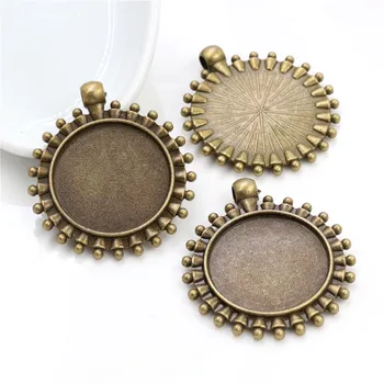 

New Fashion 3pcs 25mm Inner Size Antique Bronze Beads Style Cabochon Base Setting Charms Pendant (A4-20)