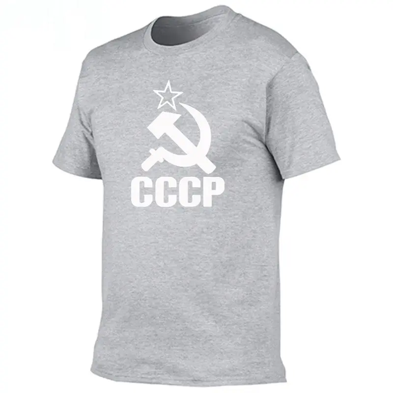 Летние русские футболки CCCP для мужчин, футболки с коротким рукавом, футболки с круглым вырезом из хлопка для мужчин - Цвет: 1