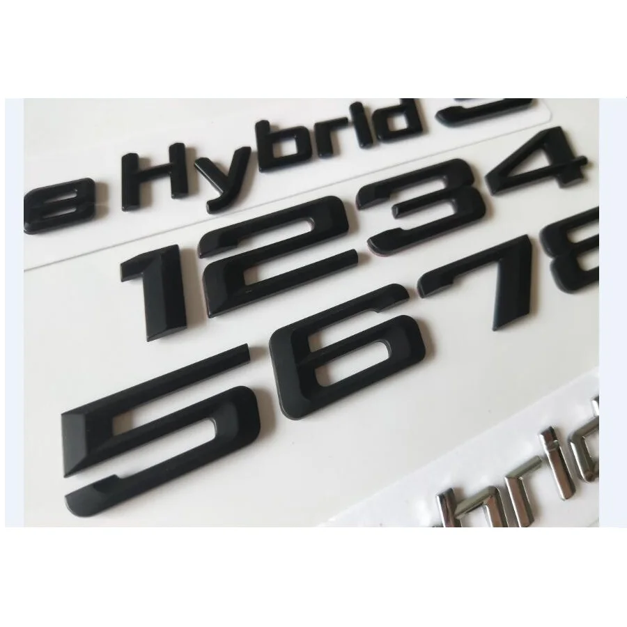 크롬 블랙 글자 트렁크 엠블럼 펜더 번호, 액티브 하이브리드 심볼 배지, BMW 1234567 시리즈 X123456 액티브 하이브리드 12345678