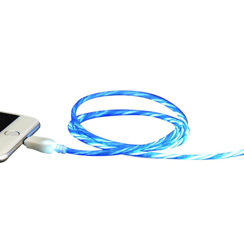 Blue Светящийся стример Micro-USB кабель передачи данных для быстрой зарядки для Android Z - Цвет: Blue