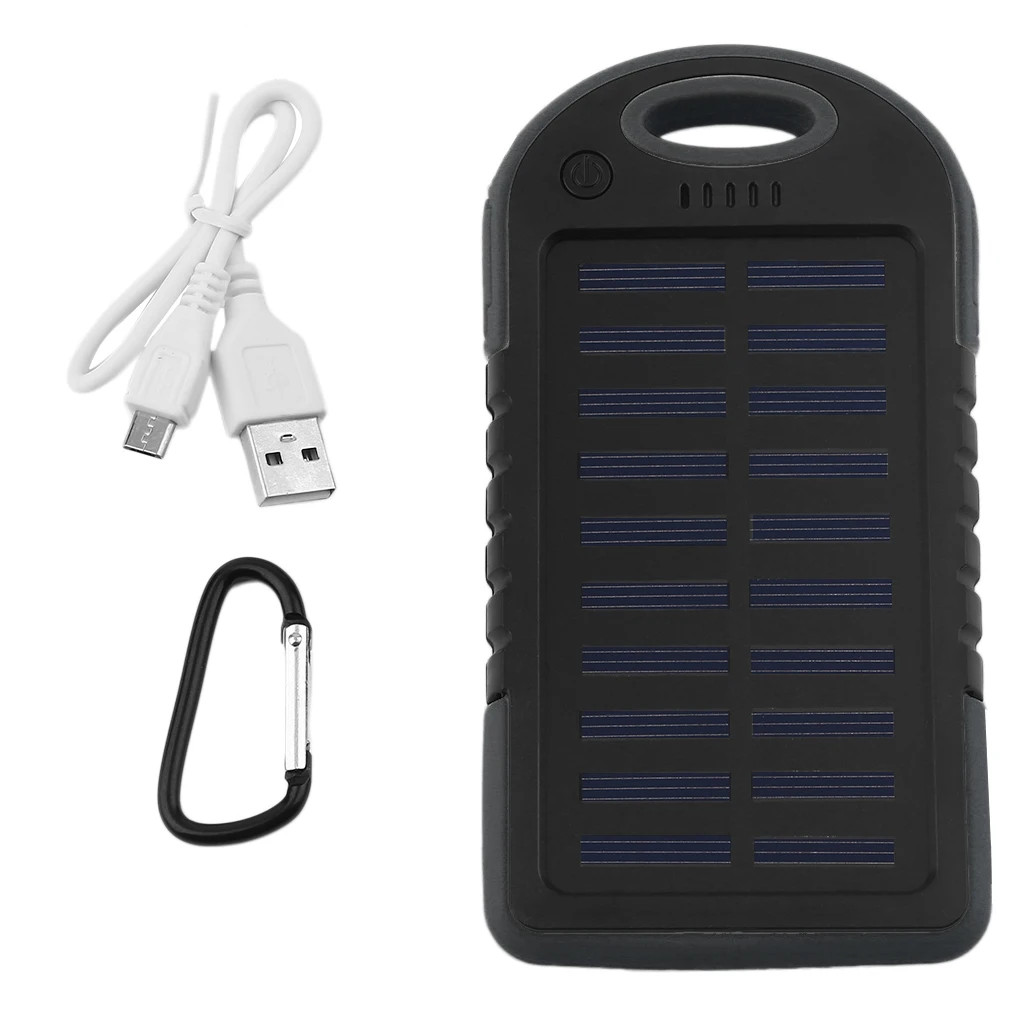 

1pcs 8000mAh Cellphone Solar Battery Dual USB Solar Emergency Power Supply With Flashlight External Battery Charger Portable