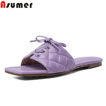 

ASUMER 2020 new arrive women slipper basic style cross tied summer casual shoes top quality flat slipper ladies big size