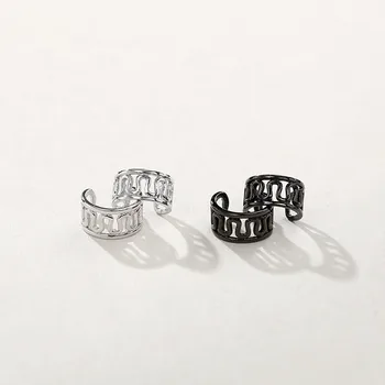 

Genuine 925 Sterling Silver Jewelry Personality Trend Earrings Female Black White U-shaped Ear Clip Anniversary Gift