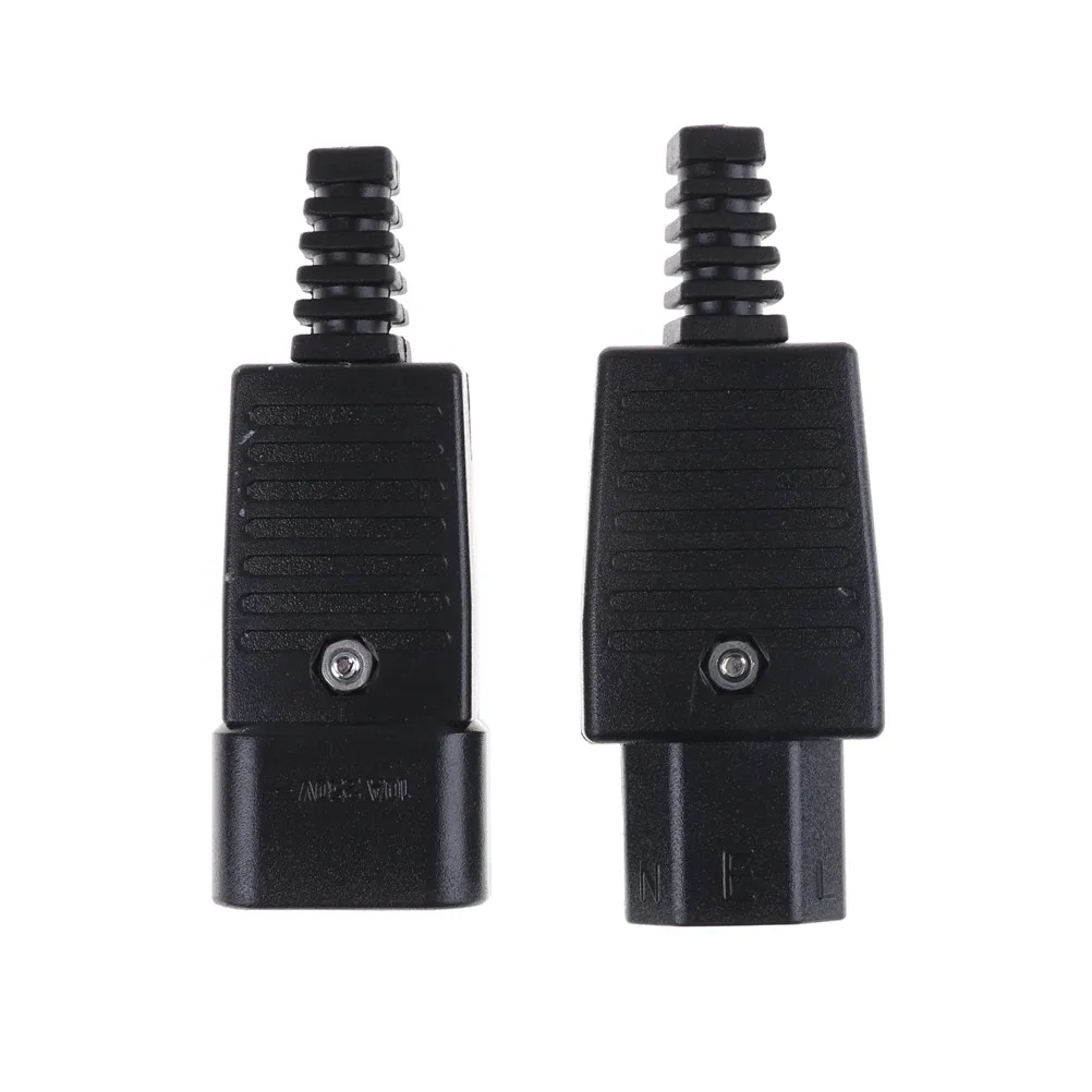 

2pcs/set 250V 10A Power Connector IEC 320 C14 Plug to C13 Socket C14 Inlet Power Plug Black