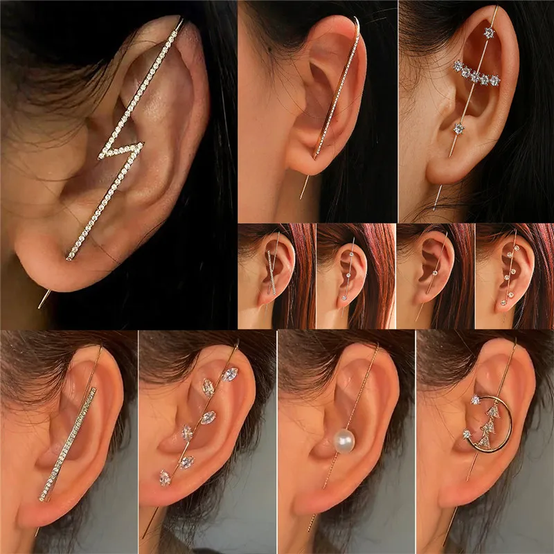 1Pcs Fashion Crystal Zirconia Stud Earrings For Woman Geometric Pearl Earrings Gifts Body Jewelry Piercing Earrings