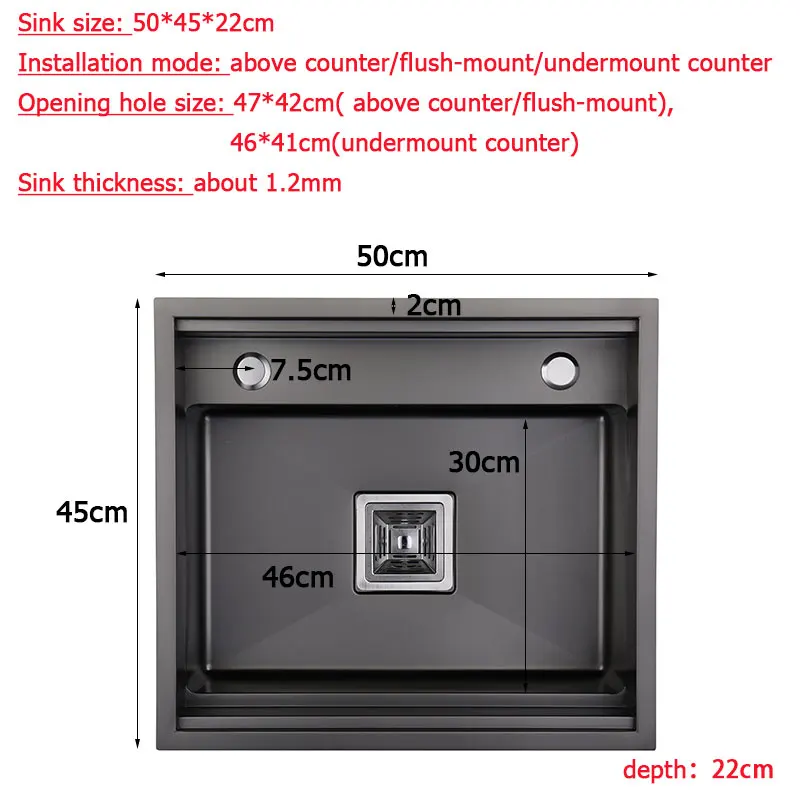 Hidden Kitchen black sink bowl Bar Stainless Steel Balcony sink Concealed black Bar With clean water tap Open kitchen
