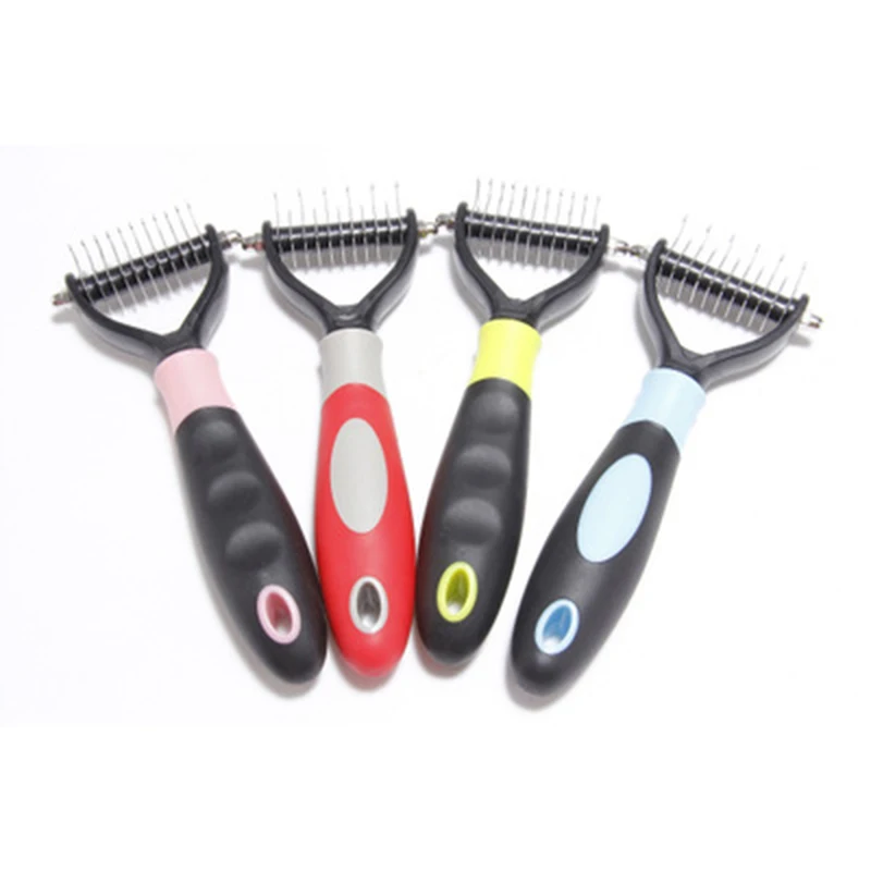 Удаление волос гребень для профессиональной стрижки собак, котов Dematting Deshedding кисть инструмент для клубок, скользящая по меховая опушка вьющиеся ПЭТ длинные волосы
