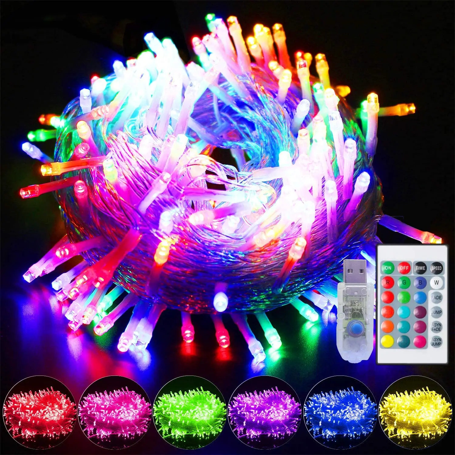 USB 10 м светодиодные гирлянды светильник 8 режимов Дистанционное Управление RGB Фея гирлянда домашняя