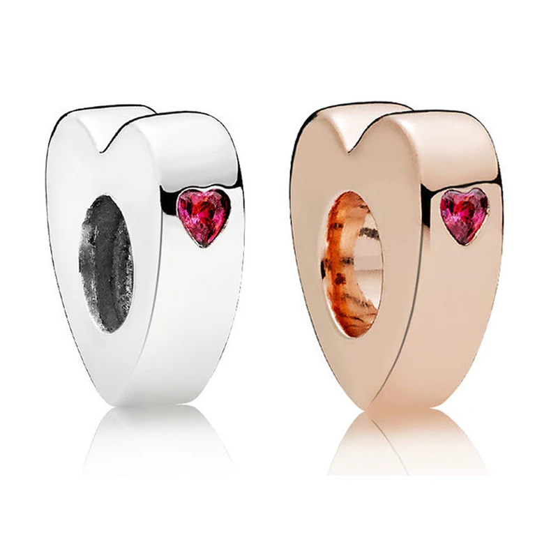 2 Design Heart Shape Spacer Beads for Silver 925 Original Charms Bracelets Women Jewelry Pave Stone Crystal | Украшения и