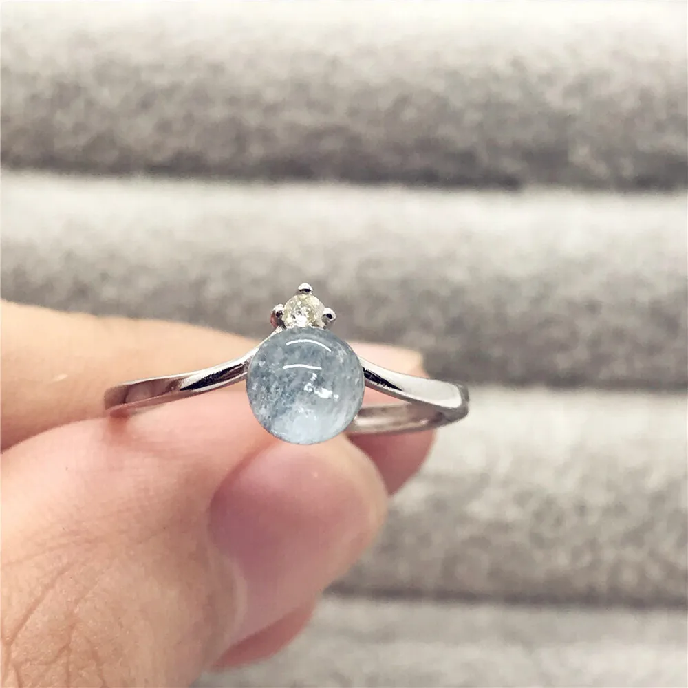 

Top Natural Aquamarine Ring Jewelry For Women Lady Man Crystal 17x12mm Beads Silver Clear Gemstone Fashion Adjustable Ring AAAAA