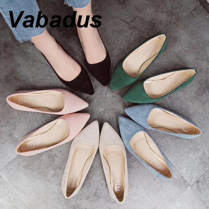 Vabadus/2019 Замшевые балетки на плоской подошве женские лоферы без застежки с острым
