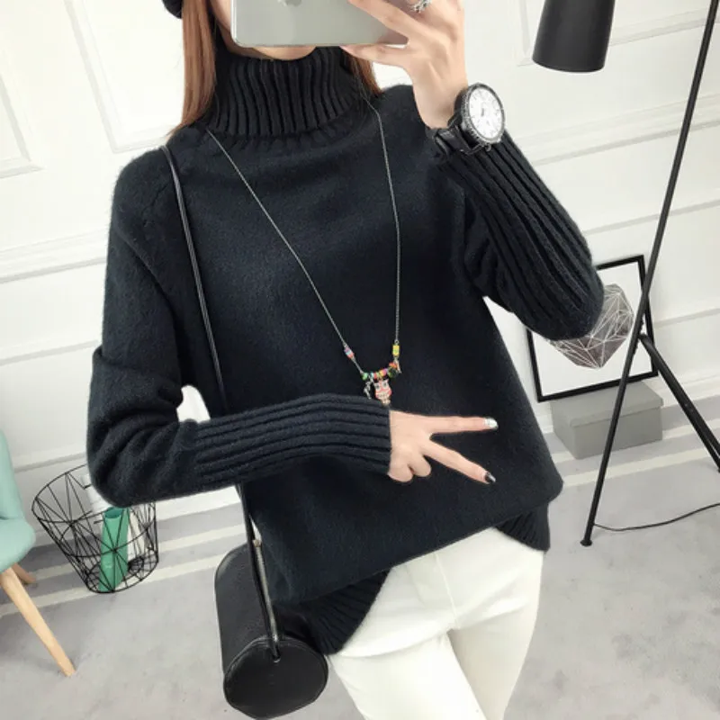 Sweaters Woman Pullovers Fashion 2020 Tutleneck Jumper Maglioni Korean Vintage Fluffy Loose Sweatshirts Jersey Negro Mujer Girl