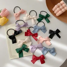 

1PC Satin Red Bow Hair Rope Hair Clip Small Black Side Clip Girl Double Ponytail Elastic Hair Ropes Bangs Clip Hair Accessories
