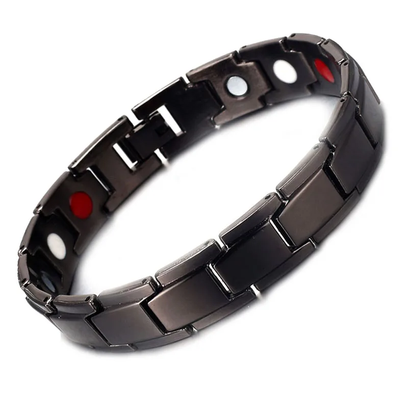 Черные мужские браслеты, энергетический баланс, медные звенья цепи, германий, магнитные браслеты для мужчин, медицинские ювелирные изделия - Окраска металла: black