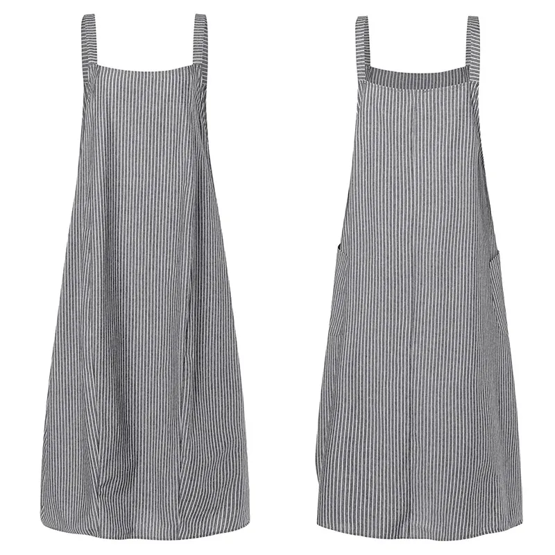 Plus Size Striped Overalls Dress Women's Summer Dresses ZANZEA Tank Vestidos Female Strappy Robe Femme Suspenders Vestido