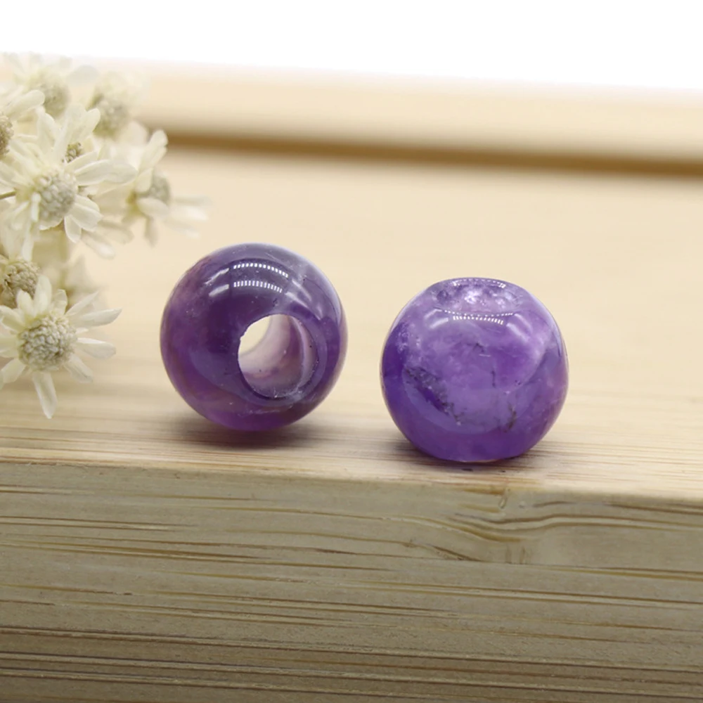 

5PCS Natural Amethysts Stone Loose Spacer Round Bead Reiki Healing for Bracelet Jewelry Making DIY Gift 12mm Hole 5mm
