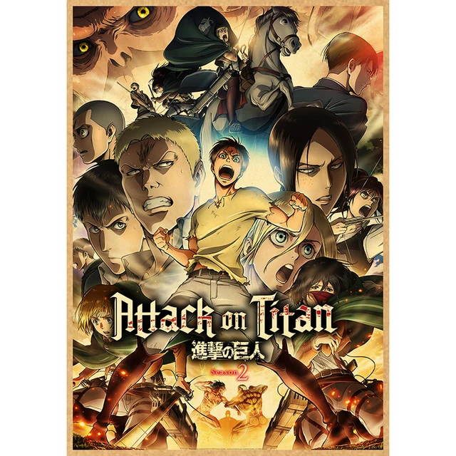 Attack on Titan Anime Poster Decor For Home Posters Room Wall Pictur Kraft Paper Retro And Prints Art Bar Cafe Stickers 28