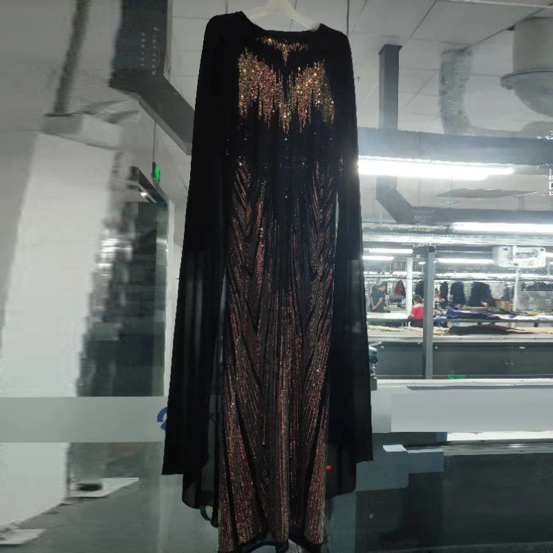 Черное вечернее мусульманское платье с блестками в стиле Абая, турецкий хиджаб, мусульманская одежда, женское платье-кафтан в стиле Абайи, платье в Дубае - Цвет: black