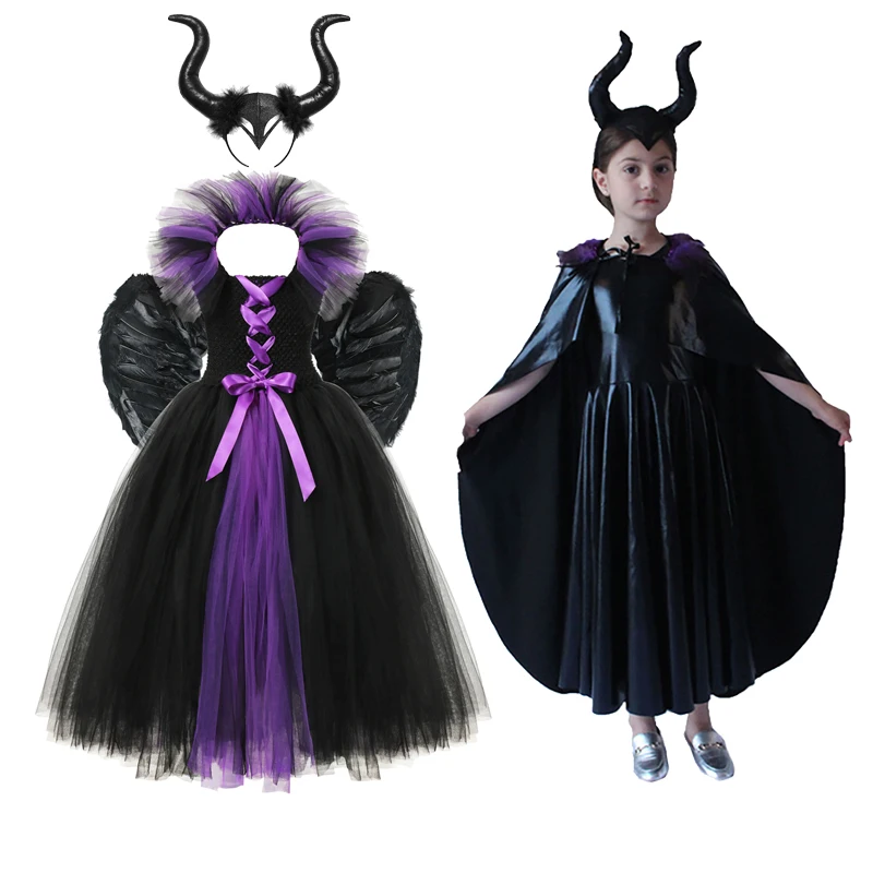 Costume Tutu-Dress Wing Evil Maleficent Queen Cosplay Girl Party Sleeping-Beauty Halloween