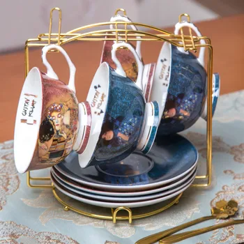 

European Coffee Cup Set Bone China Red Cup Creative luxury china coffee cup dish Set British Tea Cup Luxury Ceramic Coffee