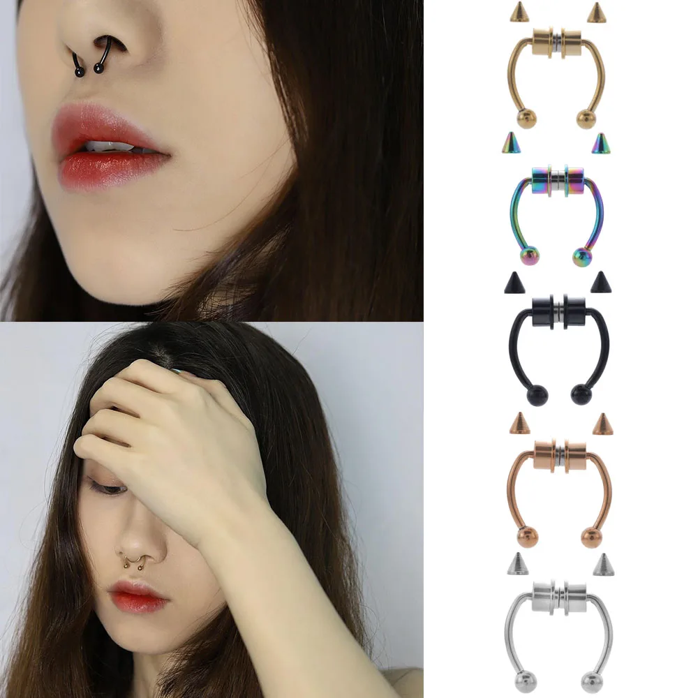 Fake Nose Ring Hoop Nose Septum Rings Stainless Steel Magnet Nose Punk Fake Piercing Body Jewelry Hip Hop Rock Ear clip Jewelry Fake Nose Ring Hoop Nose Septum Rings Stainless Steel Magnet Nose Punk Fake Piercing Body Jewelry Hip Hop Rock Ear clip Jewelry