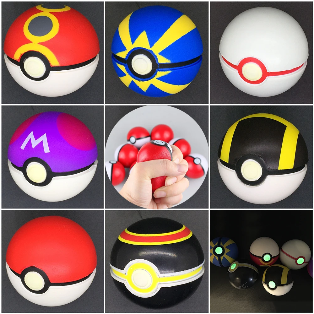 Fidget Toys Pokeballs Soft Luminous And Multicolor Crystal Pet Pokebolas Poke Action Figure Game Ball Action Figures Aliexpress