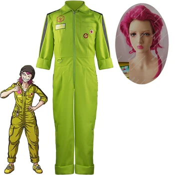 

Anime Super Danganronpa 2 Kazuichi Souda Cosplay Costumes Men Women Long Sleeve Green Jumpsuit Halloween Costume Wig C70K161