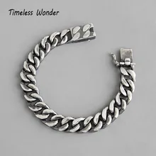 Нестареющая чудо-925 пробы Серебряная Ретро изогнутая массивная цепочка проложенные Браслеты Женские Ювелирные изделия мужские панк готический подарок Boho пара 2518