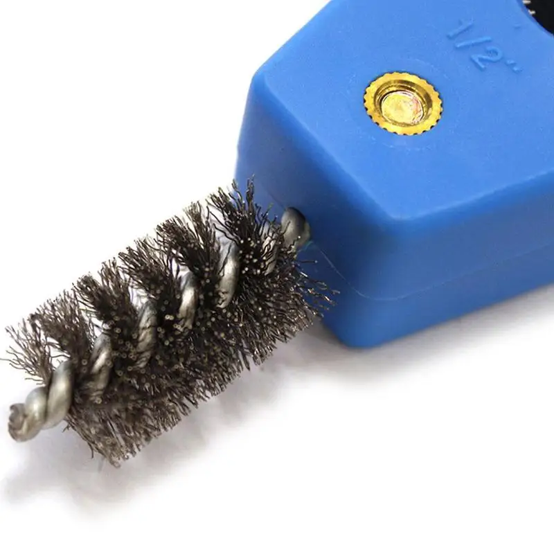 4 In 1 Blue Color Wire Brush Deburr Aluminium Pipe Cleaning Pipe Plumbing Parts Cleaning Brush Tube Pipe Deburrer