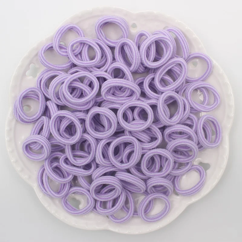 purple white 100 шт./лот, новые полосатые милые Стильные Детские эластичные резинки для волос, 6 видов цветов, Детские аксессуары для волос для девочек Q987 - Цвет: purple white